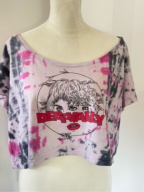 Deap Vally American Apparel Pink & Black Tie-Dye Crop Top